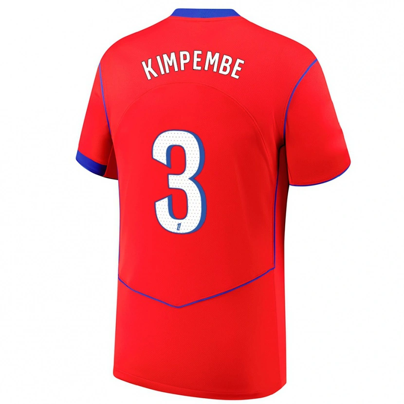 Danxen Homem Camisola Presnel Kimpembe #3 Vermelho Azul Branco Terceiro 2025/26 Camisa Brasil