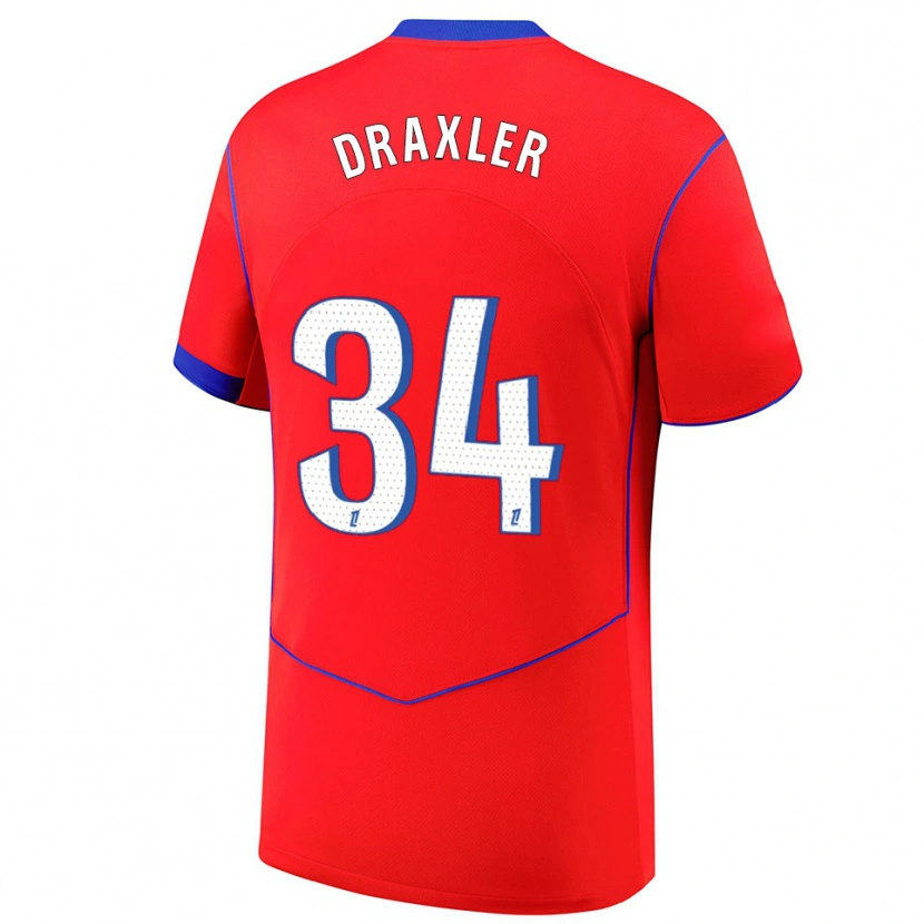 Danxen Homem Camisola Julian Draxler #34 Vermelho Azul Branco Terceiro 2025/26 Camisa Brasil