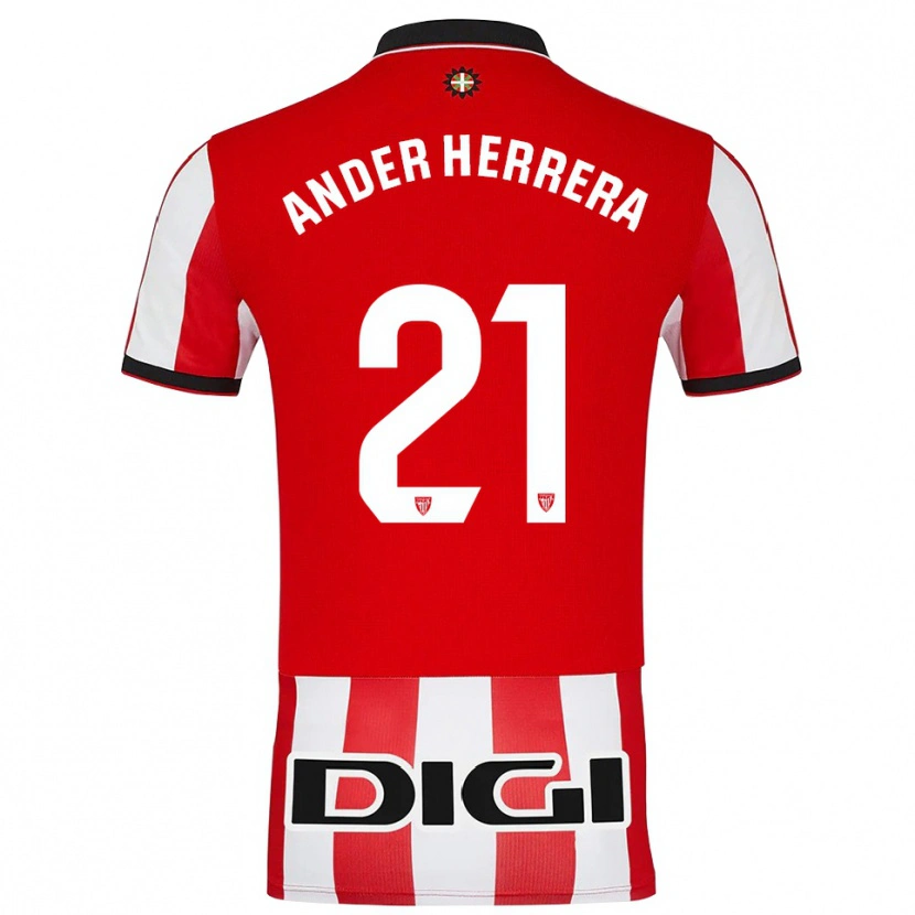 Danxen Mulher Camisola Ander Herrera #21 Vermelho Branco Principal 2025/26 Camisa Brasil
