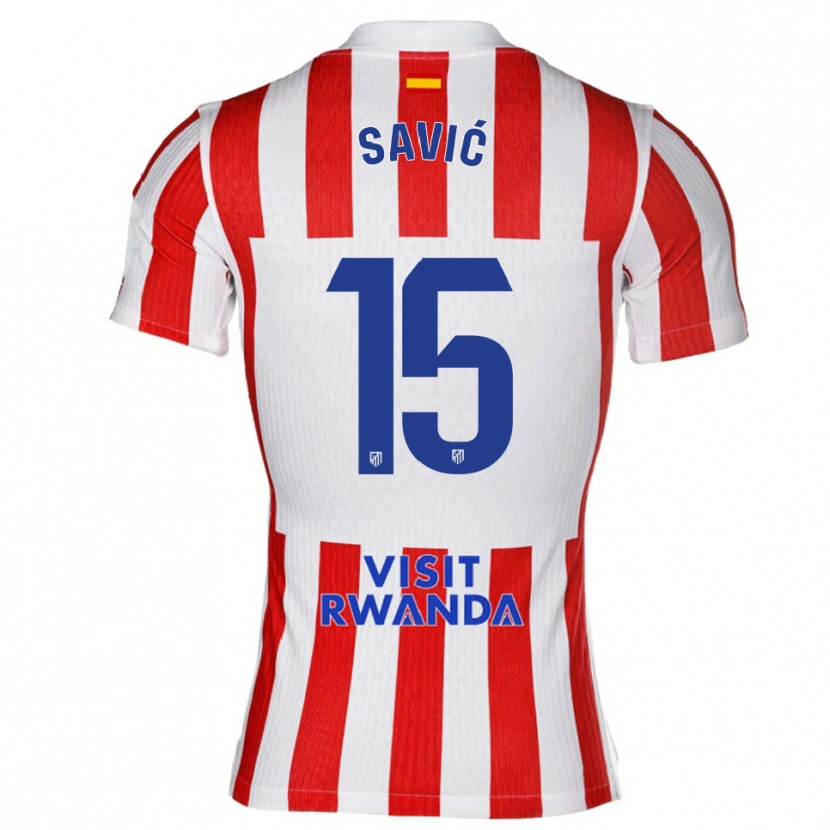Danxen Mulher Camisola Stefan Savic #15 Vermelho Branco Principal 2025/26 Camisa Brasil