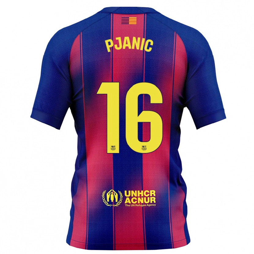 Danxen Mulher Camisola Miralem Pjanic #16 Azul Vermelho Principal 2025/26 Camisa Brasil