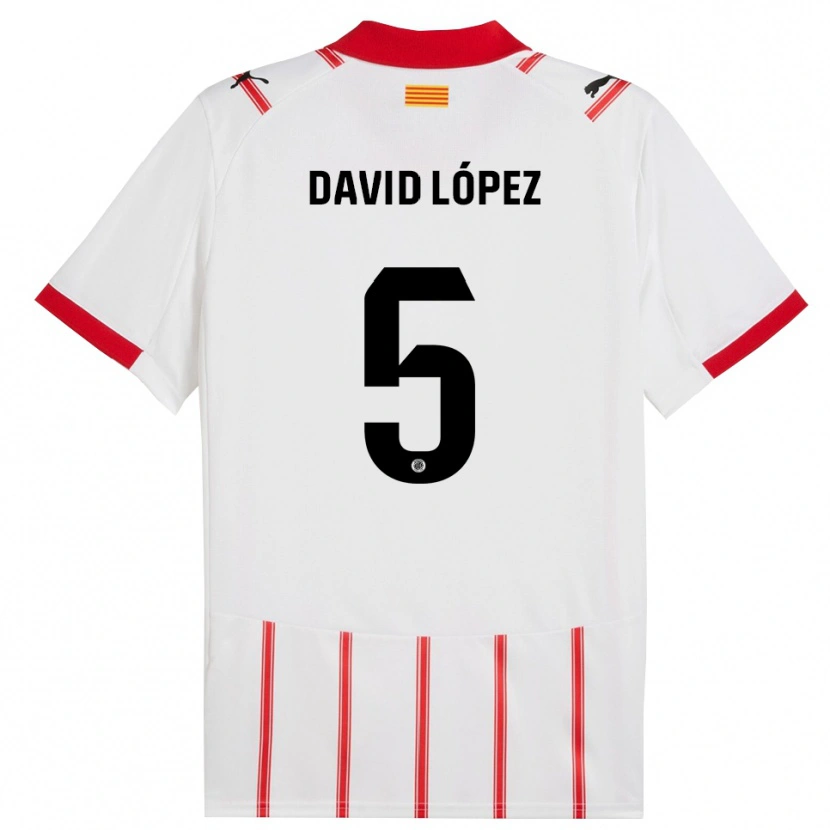 Danxen Mulher Camisola David López #5 Branco Vermelho Principal 2025/26 Camisa Brasil