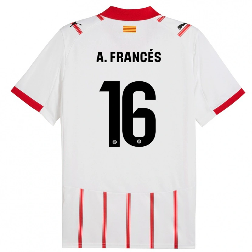 Danxen Mulher Camisola Alejandro Francés #16 Branco Vermelho Principal 2025/26 Camisa Brasil