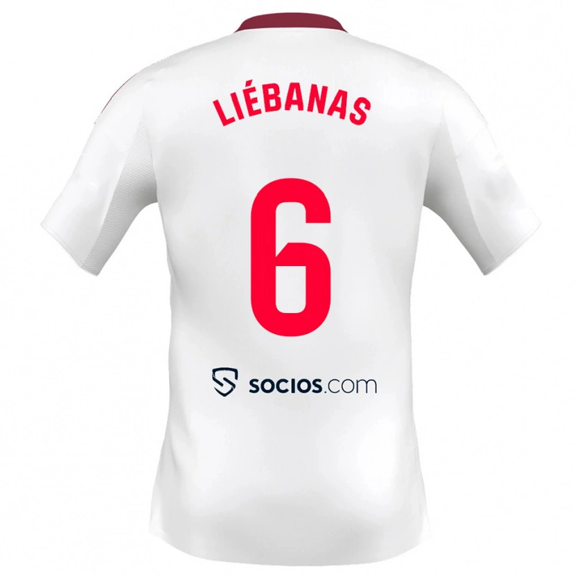 Danxen Mulher Camisola José Manuel Liébanas #6 Branco Vermelho Principal 2025/26 Camisa Brasil