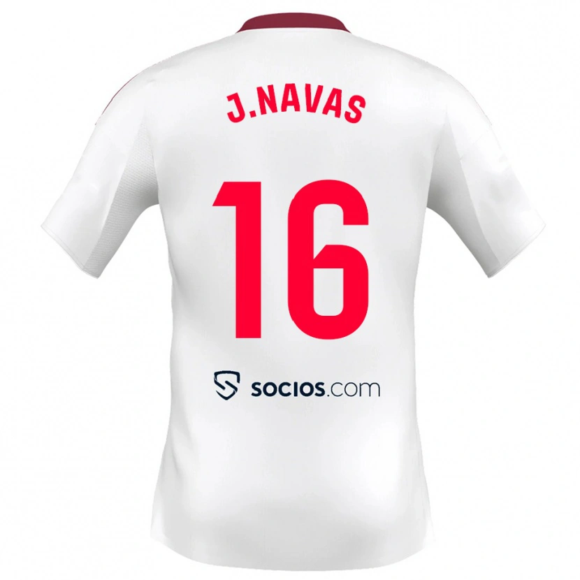 Danxen Mulher Camisola Jesus Navas #16 Branco Vermelho Principal 2025/26 Camisa Brasil