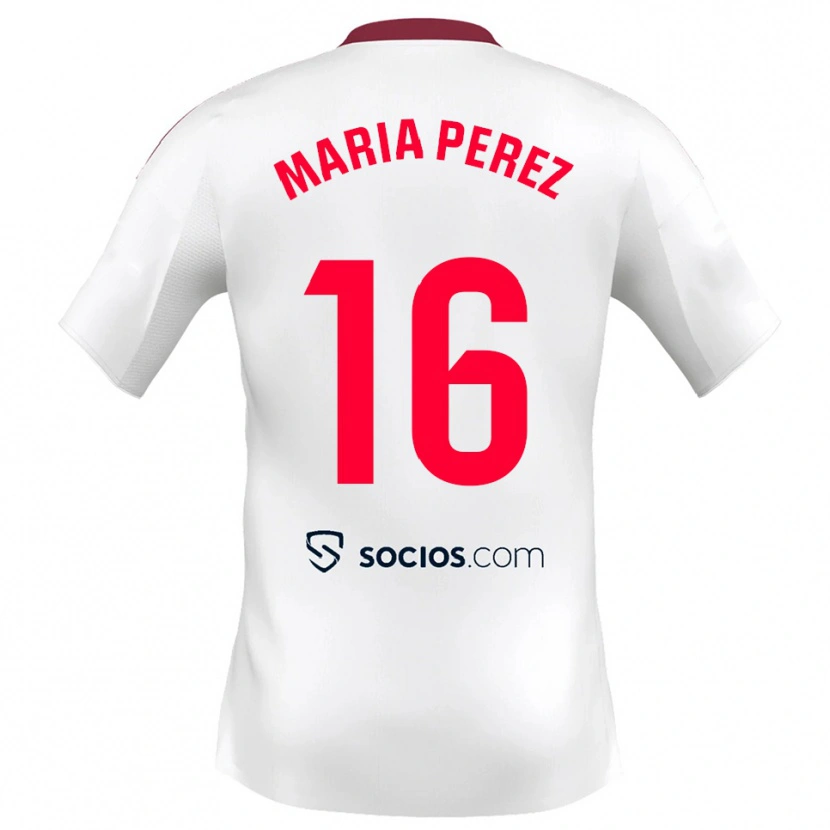Danxen Mulher Camisola María Pérez Rabaza #16 Branco Vermelho Principal 2025/26 Camisa Brasil