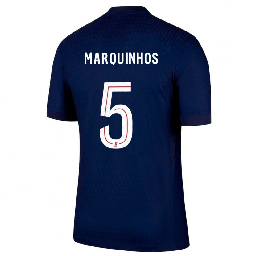 Danxen Mulher Camisola Marquinhos #5 Azul Marinho Vermelho Principal 2025/26 Camisa Brasil