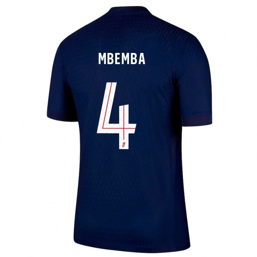 Danxen Mulher Camisola Stanislas Mbemba #4 Azul Marinho Vermelho Principal 2025/26 Camisa Brasil