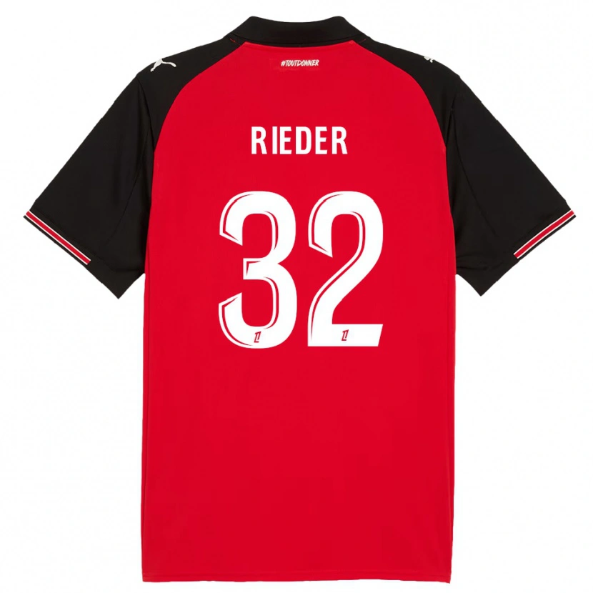 Danxen Mulher Camisola Fabian Rieder #32 Vermelho Preto Principal 2025/26 Camisa Brasil