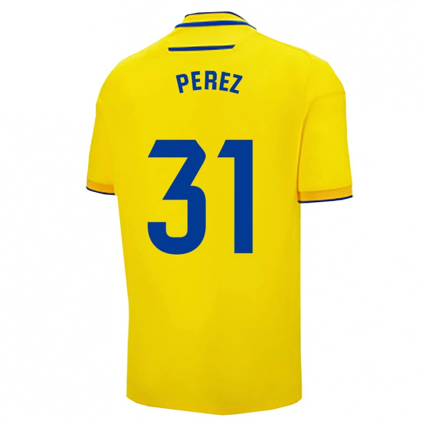Danxen Mulher Camisola Ángel Pérez #31 Amarelo Marinho Principal 2025/26 Camisa Brasil