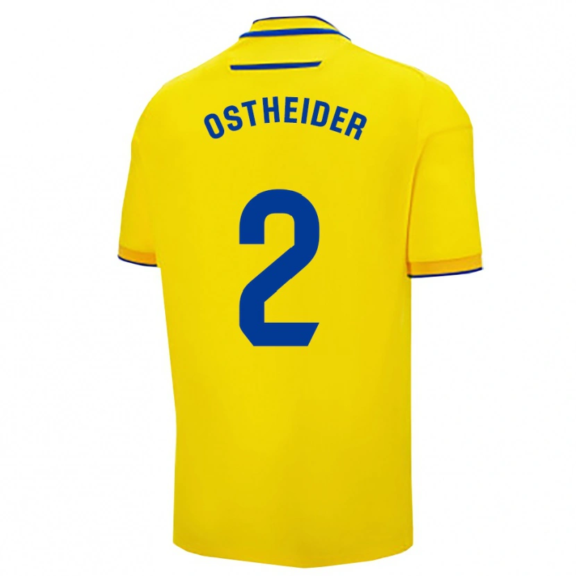 Danxen Mulher Camisola Joachim Ostheider #2 Amarelo Marinho Principal 2025/26 Camisa Brasil