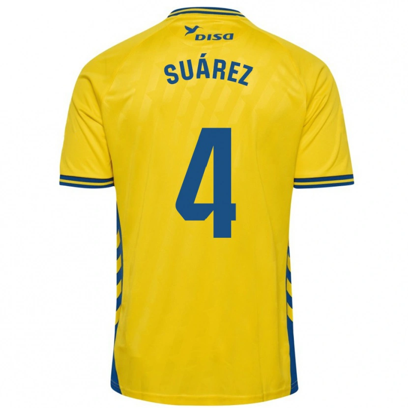 Danxen Mulher Camisola Álex Suárez #4 Amarelo Azul Principal 2025/26 Camisa Brasil