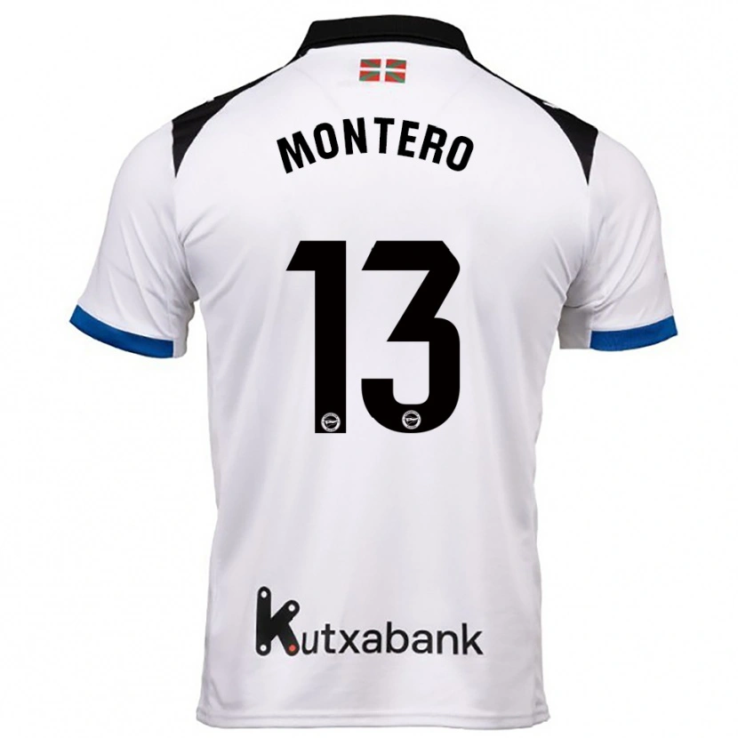 Danxen Mulher Camisola Rubén Montero #13 Branco Azul Alternativa 2025/26 Camisa Brasil