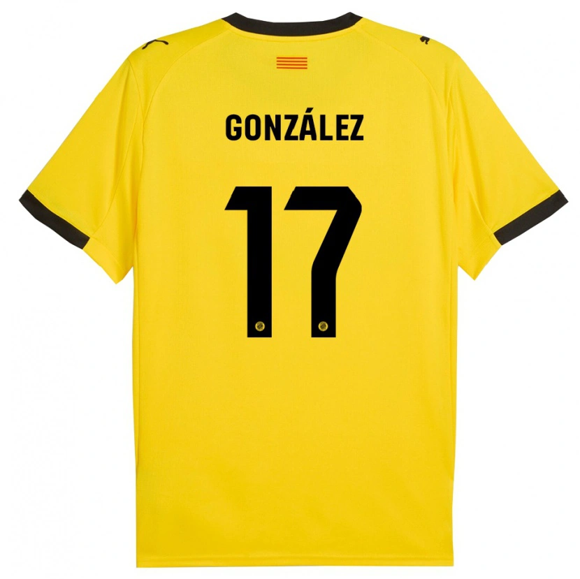 Danxen Mulher Camisola Mario González #17 Amarelo Preto Alternativa 2025/26 Camisa Brasil