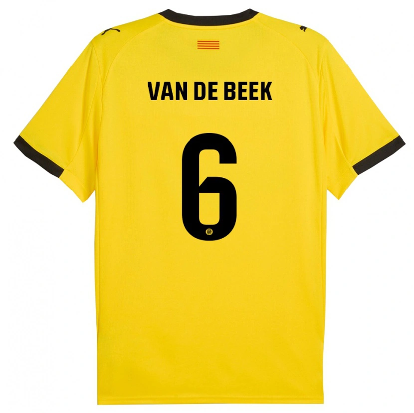 Danxen Mulher Camisola Donny Van De Beek #6 Amarelo Preto Alternativa 2025/26 Camisa Brasil