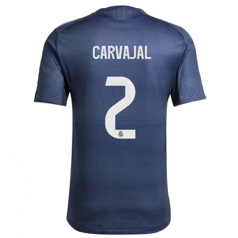 Danxen Mulher Camisola Daniel Carvajal #2 Azul Marinho Prata Alternativa 2025/26 Camisa Brasil