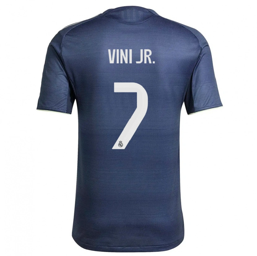 Danxen Mulher Camisola Vinicius Junior #7 Azul Marinho Prata Alternativa 2025/26 Camisa Brasil