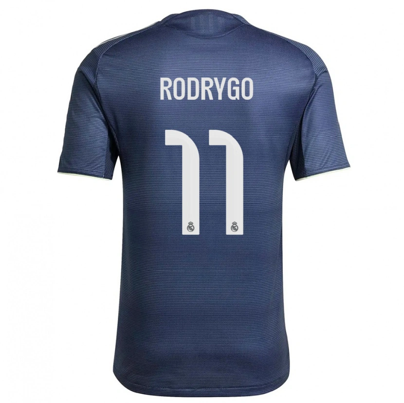 Danxen Mulher Camisola Rodrygo #11 Azul Marinho Prata Alternativa 2025/26 Camisa Brasil