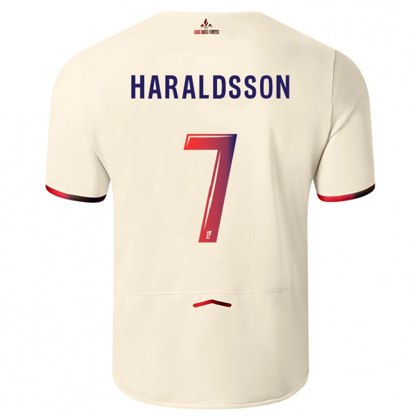 Danxen Mulher Camisola Hákon Arnar Haraldsson #7 Branco Sujo Vermelho Alternativa 2025/26 Camisa Brasil