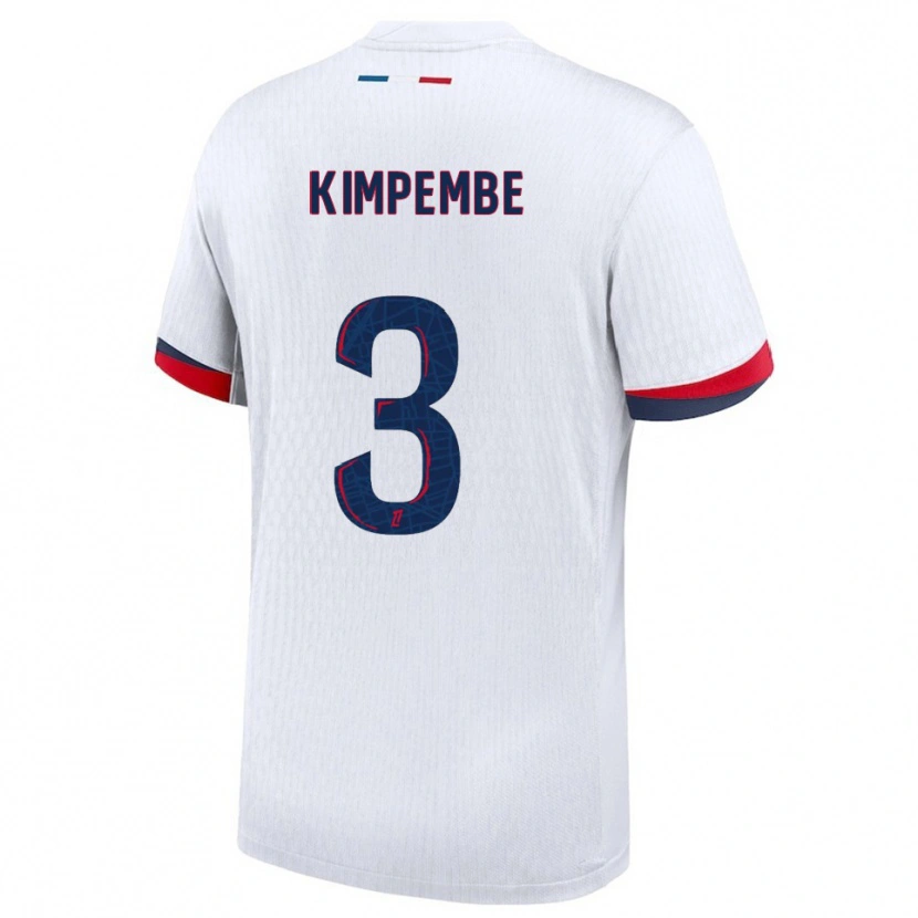 Danxen Mulher Camisola Presnel Kimpembe #3 Branco Vermelho Alternativa 2025/26 Camisa Brasil