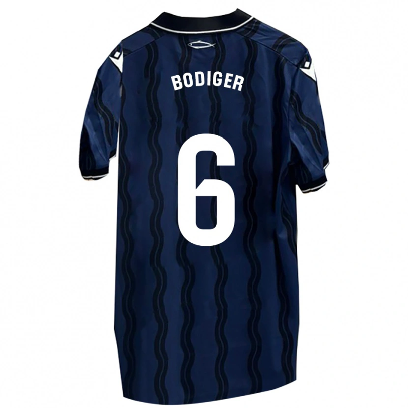 Danxen Mulher Camisola Yann Bodiger #6 Azul Escuro Preto Alternativa 2025/26 Camisa Brasil