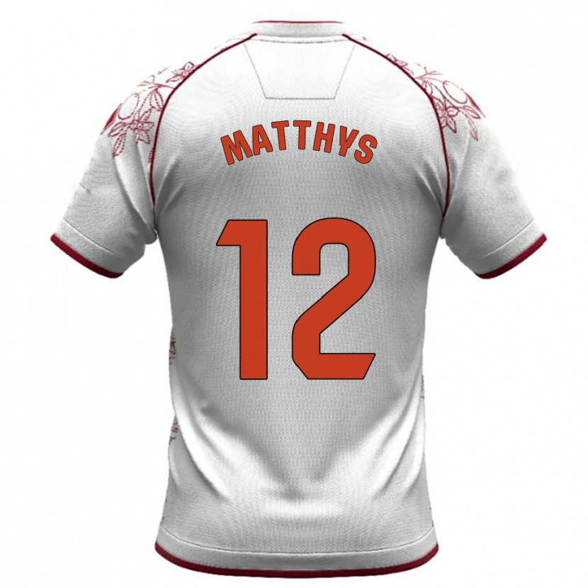 Danxen Mulher Camisola Romain Matthys #12 Branco Borgonha Alternativa 2025/26 Camisa Brasil