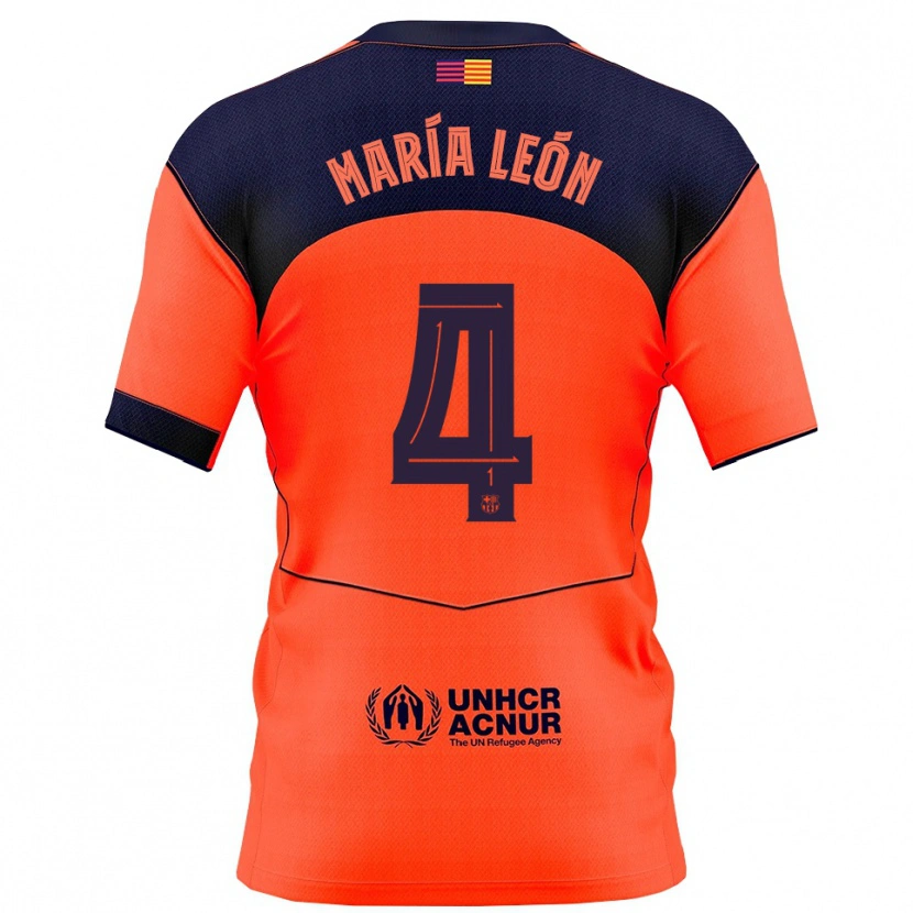 Danxen Mulher Camisola María Pilar León #4 Laranja Marinho Terceiro 2025/26 Camisa Brasil