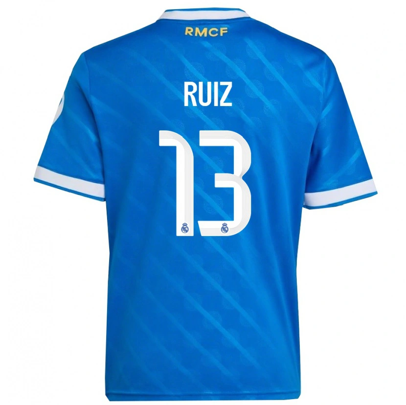 Danxen Mulher Camisola Guillermo Ruiz #13 Azul Branco Terceiro 2025/26 Camisa Brasil