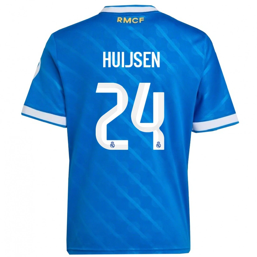 Danxen Mulher Camisola Dean Huijsen #24 Azul Branco Terceiro 2025/26 Camisa Brasil