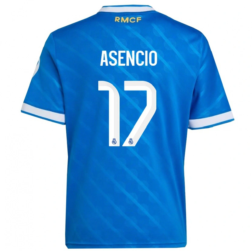 Danxen Mulher Camisola Raúl Asencio #17 Azul Branco Terceiro 2025/26 Camisa Brasil
