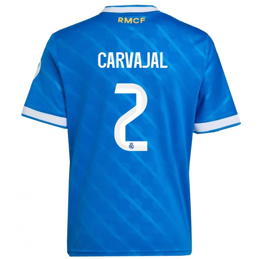 Danxen Mulher Camisola Daniel Carvajal #2 Azul Branco Terceiro 2025/26 Camisa Brasil