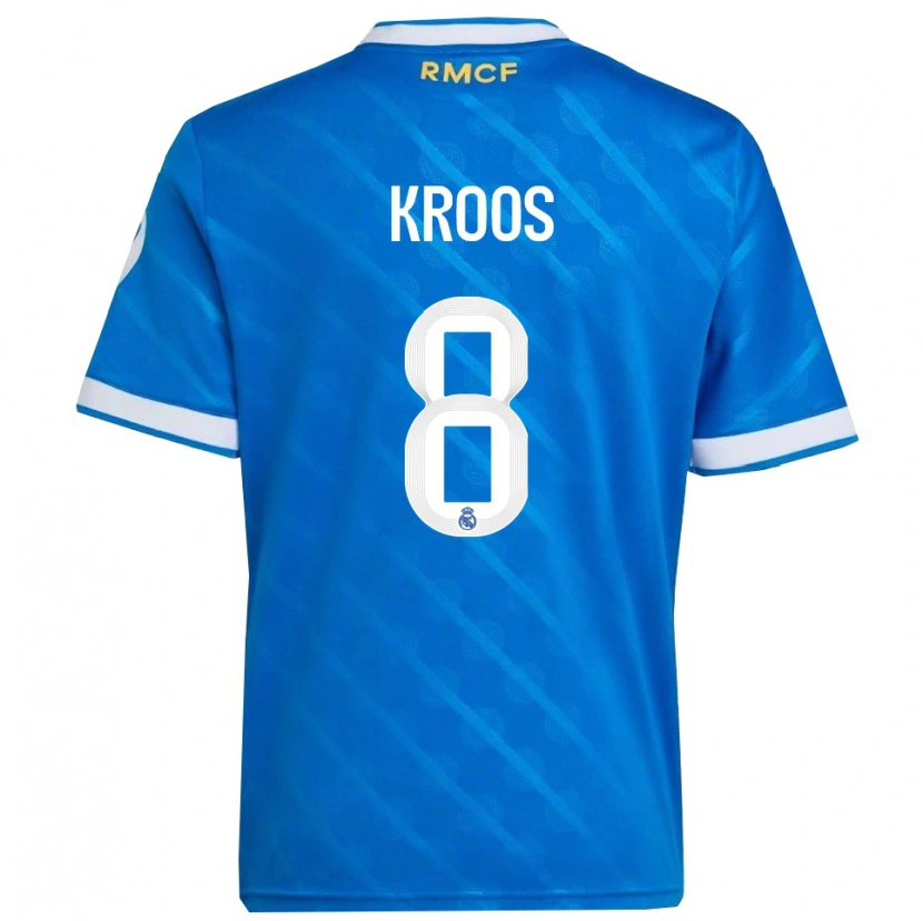 Danxen Mulher Camisola Toni Kroos #8 Azul Branco Terceiro 2025/26 Camisa Brasil