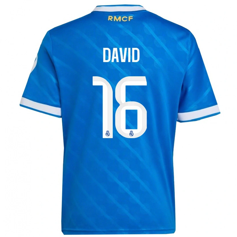 Danxen Mulher Camisola Antonio David #16 Azul Branco Terceiro 2025/26 Camisa Brasil