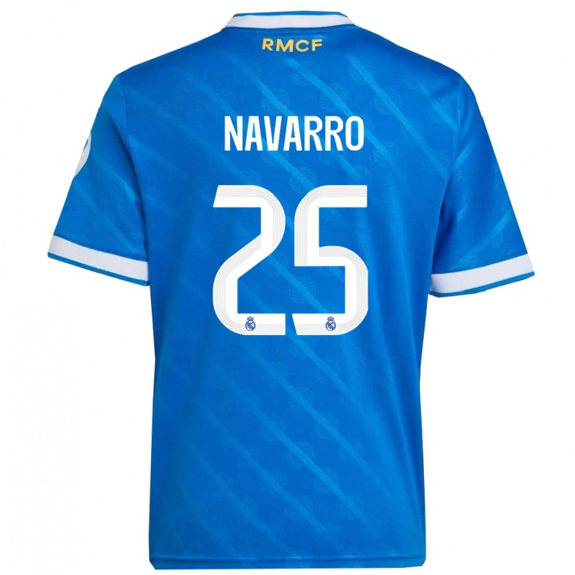 Danxen Mulher Camisola Javier Navarro #25 Azul Branco Terceiro 2025/26 Camisa Brasil