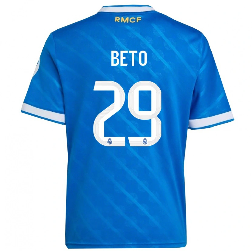 Danxen Mulher Camisola Beto Martínez #29 Azul Branco Terceiro 2025/26 Camisa Brasil