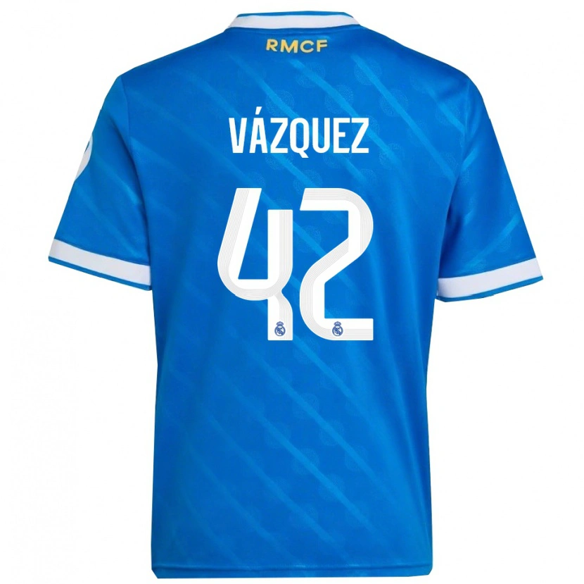 Danxen Mulher Camisola Erik Vázquez #42 Azul Branco Terceiro 2025/26 Camisa Brasil