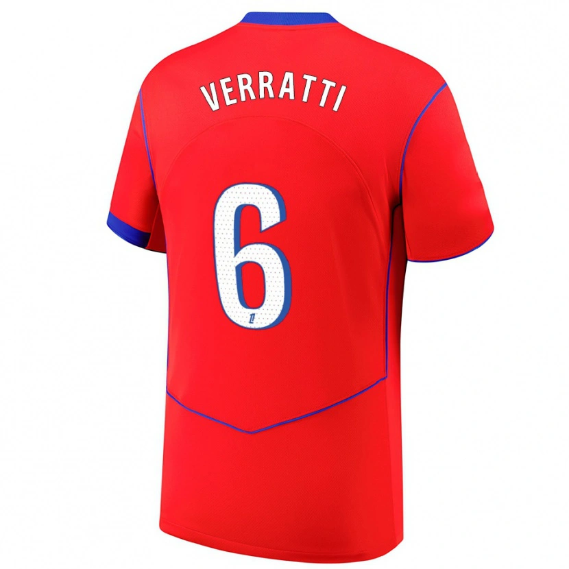 Danxen Mulher Camisola Marco Verratti #6 Vermelho Azul Branco Terceiro 2025/26 Camisa Brasil