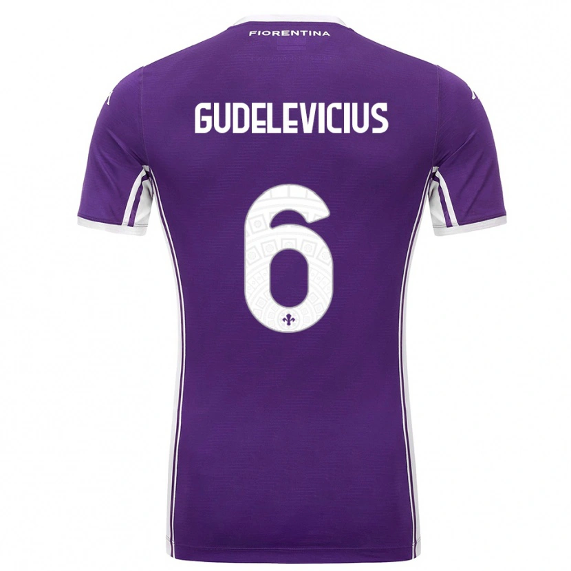 Danxen Criança Camisola Ernestas Gudelevičius #6 Roxo Branco Principal 2025/26 Camisa Brasil