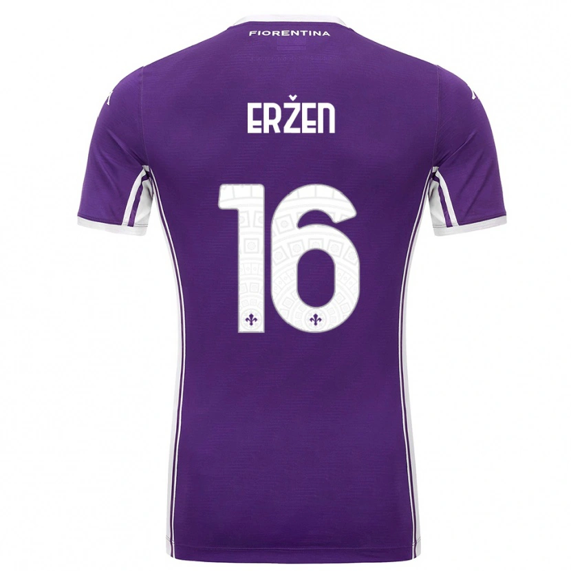Danxen Criança Camisola Kaja Eržen #16 Roxo Branco Principal 2025/26 Camisa Brasil