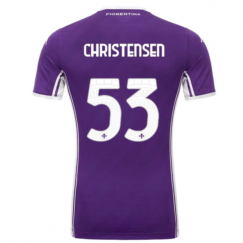 Danxen Criança Camisola Oliver Christensen #53 Roxo Branco Principal 2025/26 Camisa Brasil