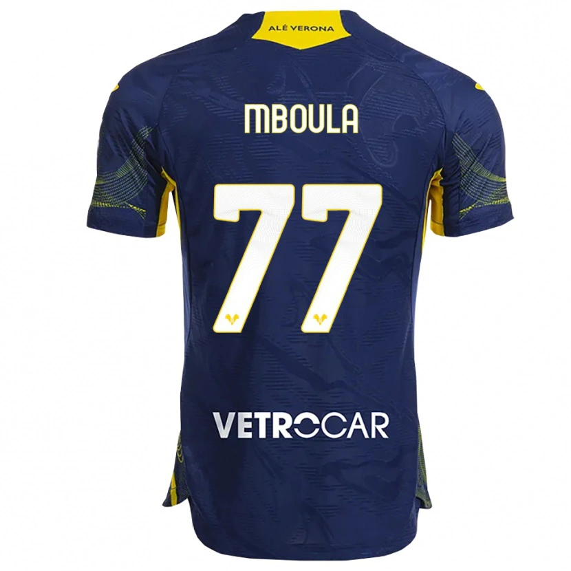 Danxen Criança Camisola Jordi Mboula #77 Marinho Amarelo Principal 2025/26 Camisa Brasil