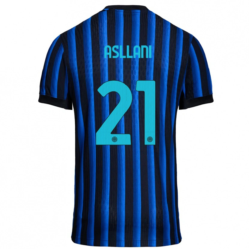 Danxen Criança Camisola Kristjan Asllani #21 Preto Azul Principal 2025/26 Camisa Brasil