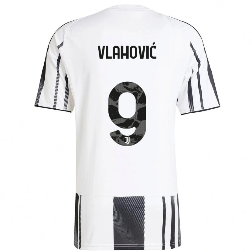 Danxen Criança Camisola Dušan Vlahović #9 Branco Preto Principal 2025/26 Camisa Brasil