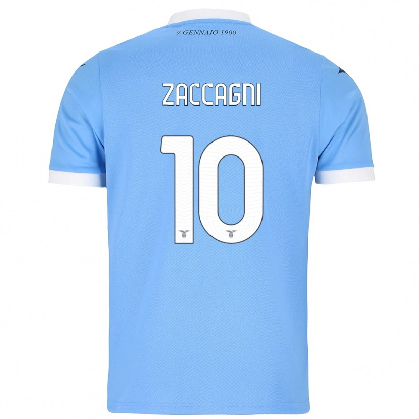 Danxen Criança Camisola Mattia Zaccagni #10 Azul Celeste Branco Principal 2025/26 Camisa Brasil