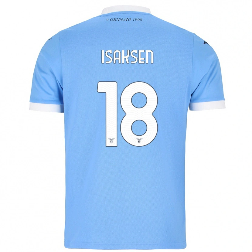 Danxen Criança Camisola Gustav Isaksen #18 Azul Celeste Branco Principal 2025/26 Camisa Brasil
