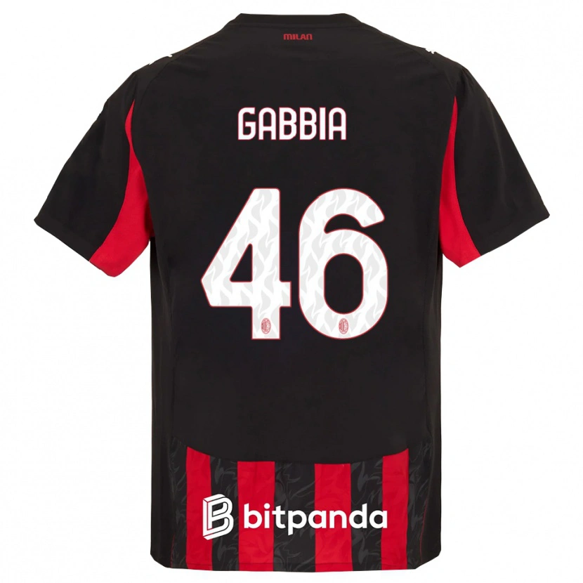 Danxen Criança Camisola Matteo Gabbia #46 Vermelho Preto Principal 2025/26 Camisa Brasil