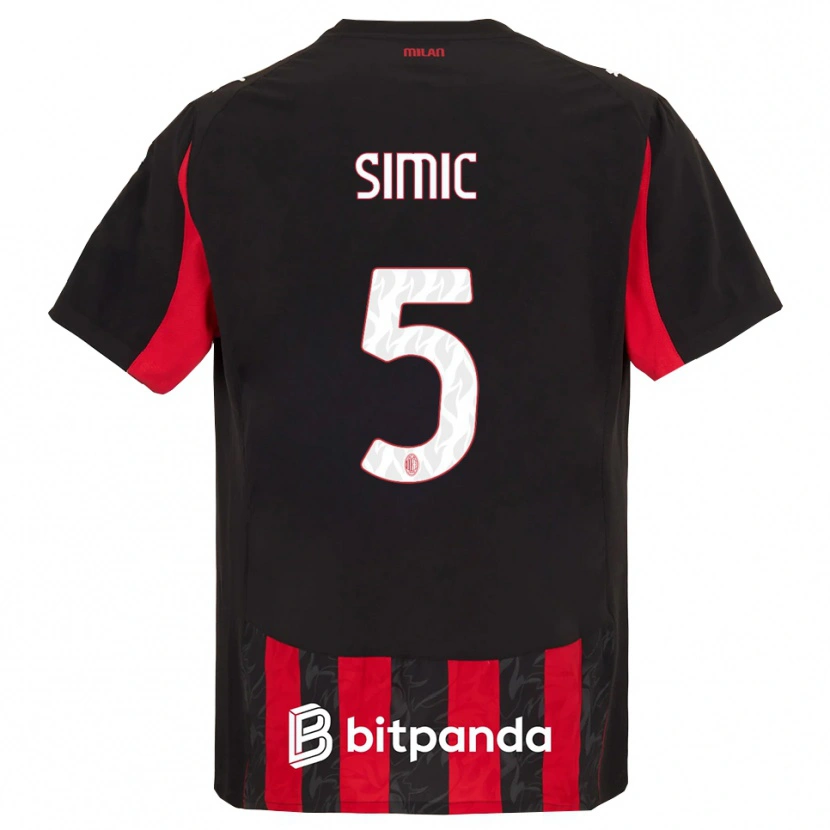 Danxen Criança Camisola Jan-Carlo Simic #5 Vermelho Preto Principal 2025/26 Camisa Brasil