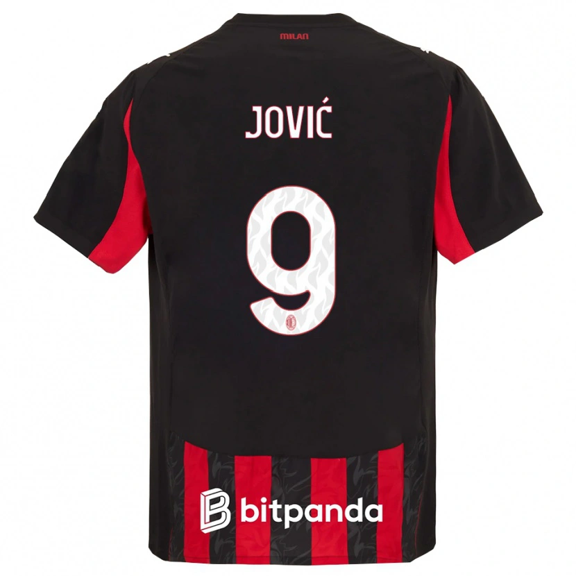 Danxen Criança Camisola Luka Jovic #9 Vermelho Preto Principal 2025/26 Camisa Brasil