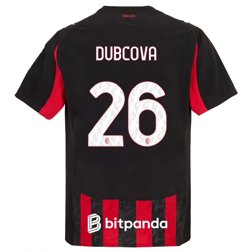 Danxen Criança Camisola Michaela Dubcova #26 Vermelho Preto Principal 2025/26 Camisa Brasil