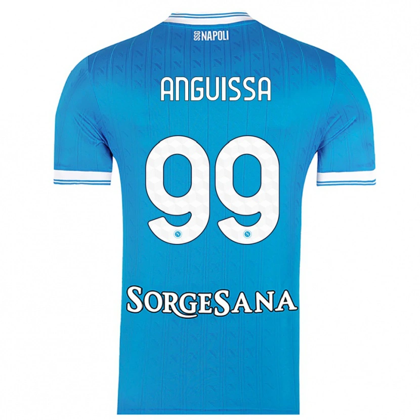 Danxen Criança Camisola Frank Anguissa #99 Azul Celeste Branco Principal 2025/26 Camisa Brasil